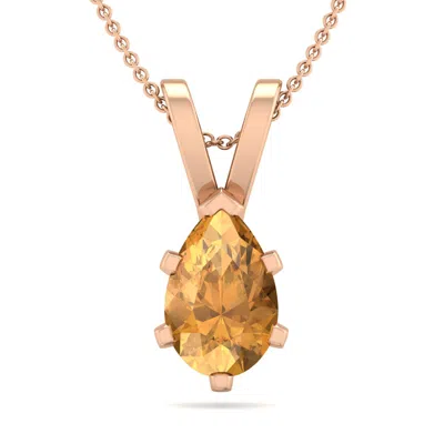 Sselects 3/4 Carat Pear Shape Citrine Necklace In 14k Rose Gold Over Sterling