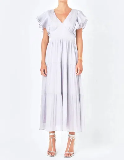 2.7 August Apparel Open Back Maxi Dress In Grey Silver In White