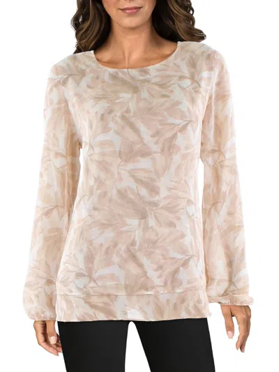 Anne Klein Womens Sheer Double-layer Blouse In Beige