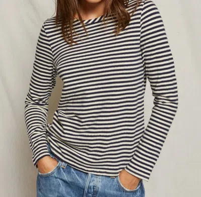 Perfectwhitetee Dylan Tee In Navy & White Stripe In Blue