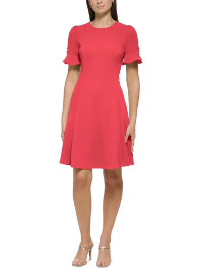 Dkny Womens Above Knee Bell Sleeves Fit & Flare Dress In Pink