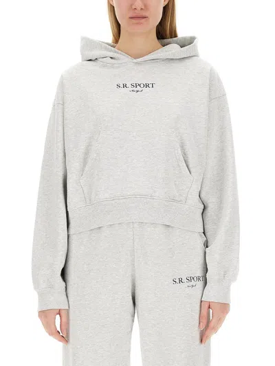 Sporty And Rich Sporty & Rich Cropped Sweatshirt In Grey