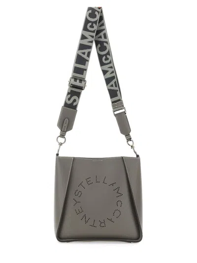 Stella Mccartney Shoulder Bag With Logo In Charcoal