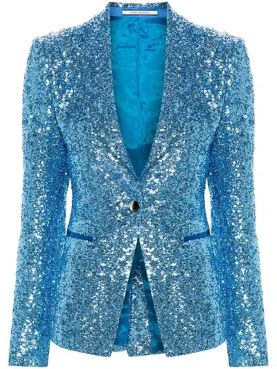 Tagliatore Sequined Single-breasted Jacket In Blue