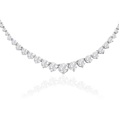 Sselects Graduated 10 Carat Lab Grown Diamond Tennis Necklace In 14 Karat White In Silver