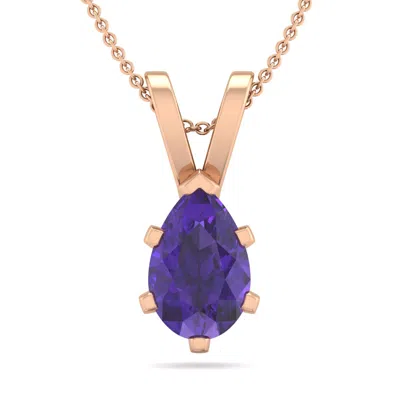 Sselects 3/4 Carat Pear Shape Amethyst Necklace In 14k Rose Gold Over Sterling In Purple