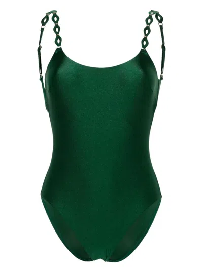 Zimmermann Diamond Trim Swimsuit In Green