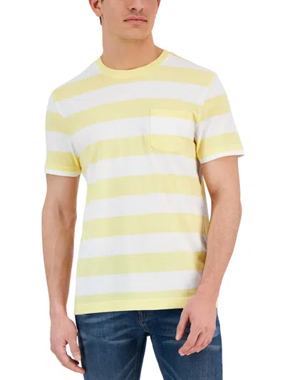 Club Room Rugby Mens Crewneck Striped T-shirt In Yellow