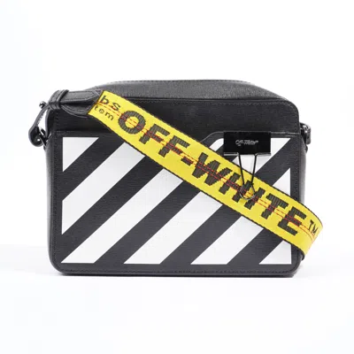 Off-white Off White Diagonal Camera Bag / White Leather Shoulder Bag In Black
