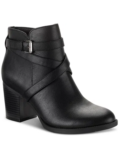 Style & Co Harmonyy Womens Faux Leather Ankle Booties In Black