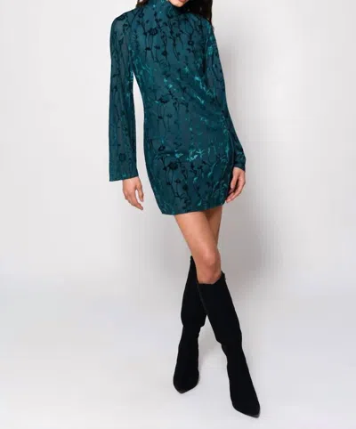 Hutch Jazzy Mockneck Dress In Emerald Floral In Blue