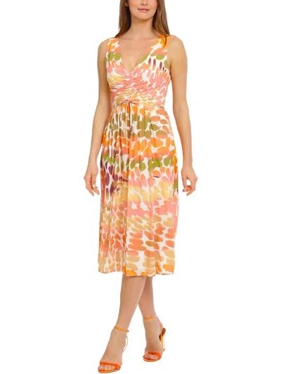 Maggy London Womens Printed Polyester Midi Dress In Yellow