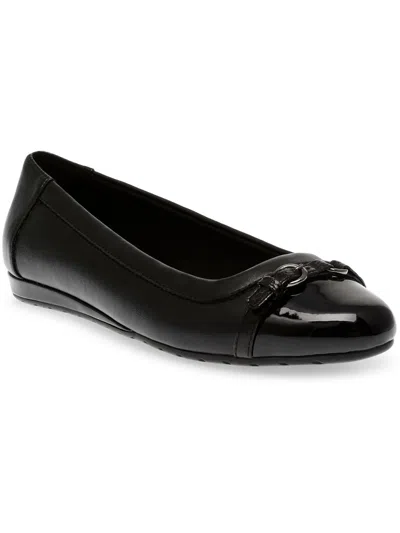 Anne Klein Akgeorgia Womens Padded Insole Faux Leather Ballet Flats In Black