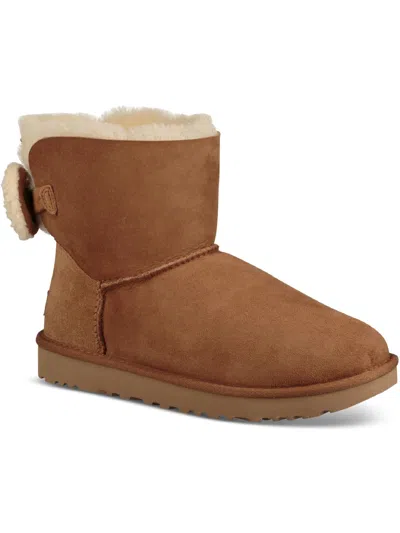 Ugg Arielle Womens Suede Short Shearling Boots In Brown