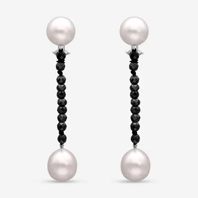 Assael 18k White Gold, Spinel 9.00ct. Tw. And South Sea Pearl French Clip Earrings In Silver