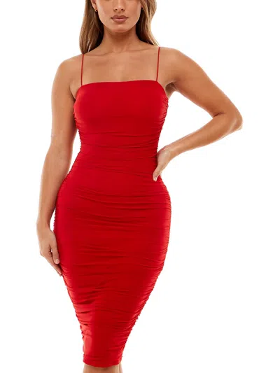 B Darlin Womens Ruched Knee-length Bodycon Dress In Red