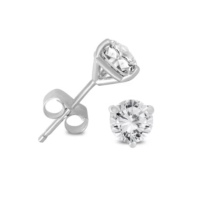 Sselects 14k Wg 1/4ct Tw 3-prong Martini Stud Earring Erst0 In Silver