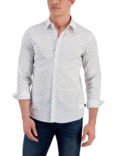 Michael Kors Mens Slim Fit Floral Button-down Shirt In White