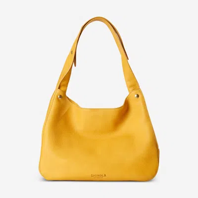 Shinola The Snap Tan Natural Grain Leather Shoulder Bag In Yellow
