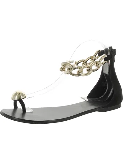 Inc Gennipha Womens Faux Suede Chain Slide Sandals In Black