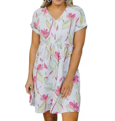 Michelle Mcdowell Harper Fab Floral Dress In White Print In Pink