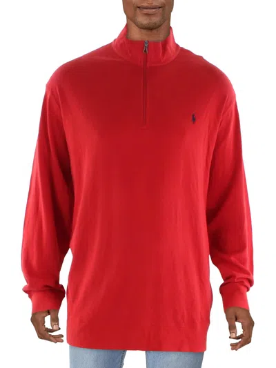 Polo Ralph Lauren Big & Tall Mens 1/4 Zip Pullover Sweatshirt In Red