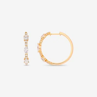 Ina Mar 14k Gold, Round And Oval Shape Diamonds 1.69ct. Twd. Hoop Earrings Cn/566433 In Silver