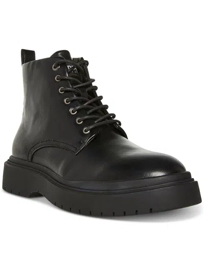 Madden Auustn Mens Comfort Insole Faux Leather Combat & Lace-up Boots In Black