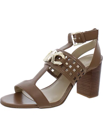 Michael Michael Kors Womens Faux Leather Open Toe Ankle Strap In Brown