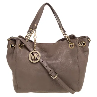Michael Michael Kors Leather Jet Set Chain Hobo In Brown