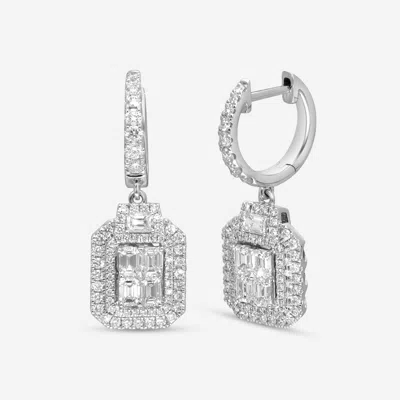 Ina Mar 18k White Gold, Diamond 2.17ct. Tw Cluster Drop Earrings Imkgk10 In Silver