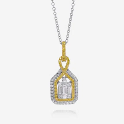 Gregg Ruth 14kand Yellow Gold,diamond 0.47ct. Tw. And Fancy Yellow Diamond Pendant Necklace In Silver