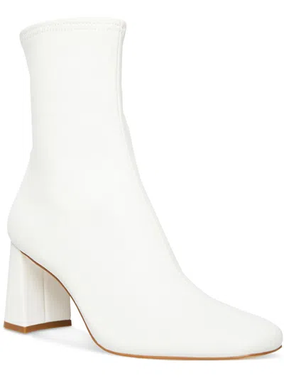 Steve Madden Harli Womens Faux Leather Square Toe Ankle Boots In White