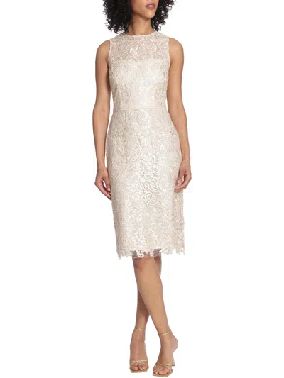 Maggy London Womens Sequined Embroidered Cocktail And Party Dress In Beige