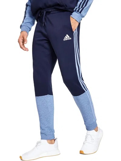 Adidas Originals Mens Striped Fitness Jogger Pants In Blue