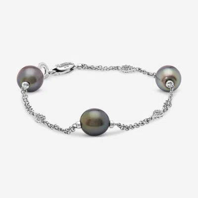 Damiani Le Perle 18k White Gold Diamond 0.42ct And Pearl Bracelet In Green
