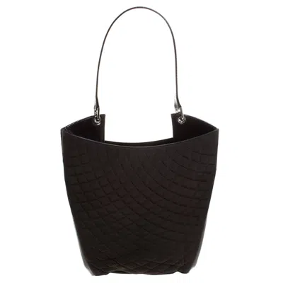 Bally Dark Quilted Nylon And Patent Leather Hobo In Black