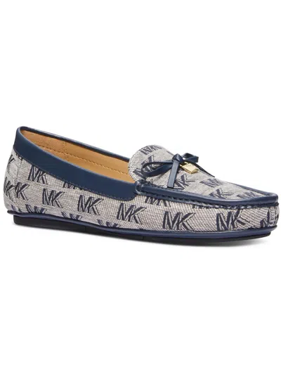 Michael Michael Kors Womens Faux Leather Canvas Loafers In Grey