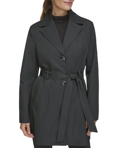 Kenneth Cole Lightweight Soft Shell Trench Coat In Black