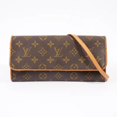 Pre-owned Louis Vuitton Twin Pochette Monogram Coated Canvas Shoulder Bag In Gold