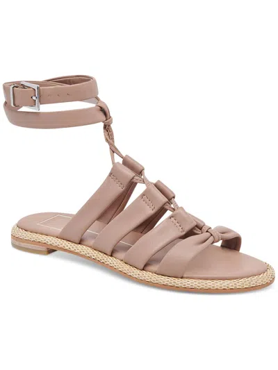 Dolce Vita Adison Womens Leather Buckle Gladiator Sandals In Beige