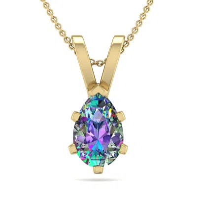 Sselects 3/4 Carat Pear Shape Mystic Topaz Necklace In 14 Karat Yellow Over Sterling Silver In Blue