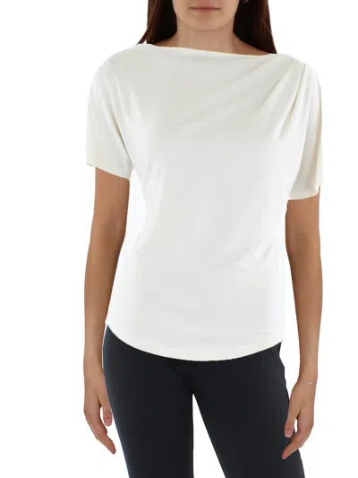 Lauren Ralph Lauren Womens Gathered Tee Pullover Top In White