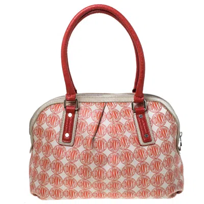 Dkny Signature Pvc And Leather Dome Satchel In Pink