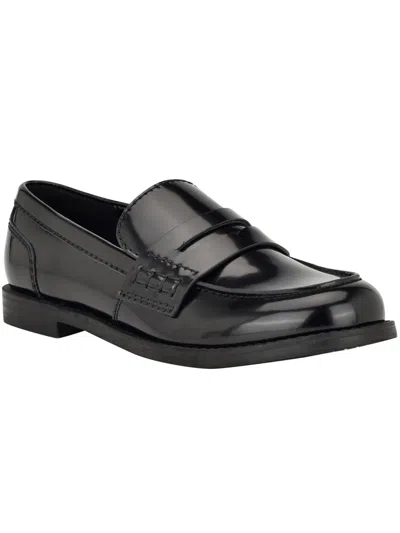 Calvin Klein Womens Comfort Insole Faux Leather Loafers In Black