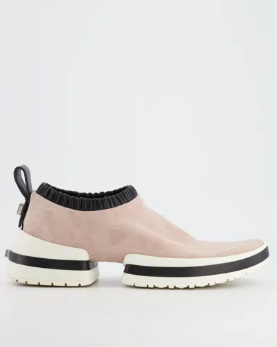 Stuart Weitzman Light,and Suede Elasticated Trainers In Pink