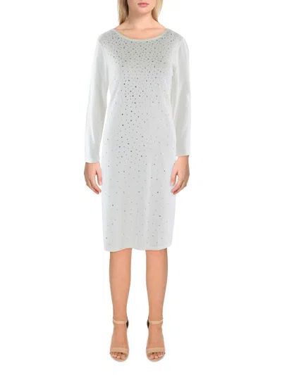 Anne Klein Womens Career Office Fit & Flare Dress In White