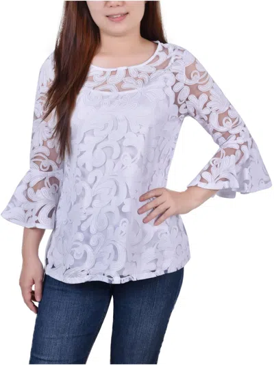 Ny Collection Womens Sheer Layered Blouse In White