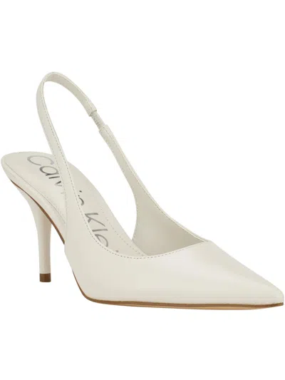 Calvin Klein Cinola Womens Leather Pumps Slingback Heels In White