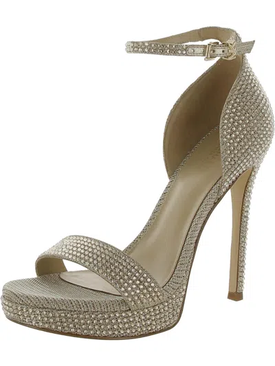 Michael Michael Kors Womens Embellished Round Toe Ankle Strap In Silver